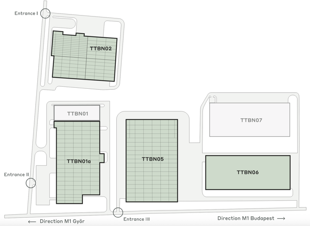 Warehouses CTPark Tatabánya, Győr - warehouses for rent. Site plan.