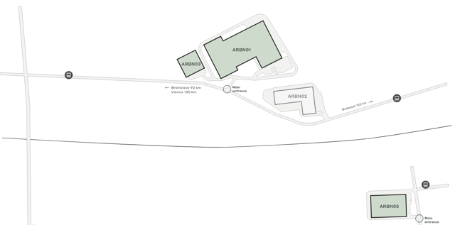 Raktárak CTPark Arrabona, Győr - raktárak bérbeadásra. Helyszínrajz.