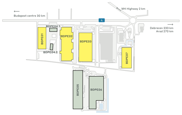 Raktárak CTPark Budapest East, Budapest - raktárak bérbeadásra. Plan zagospodarowania.