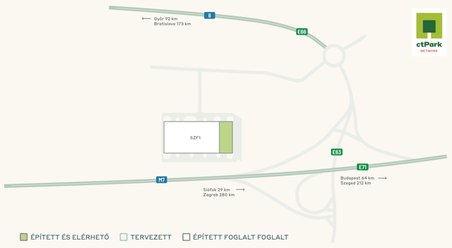 Warehouses CTPark Székesfehérvár, Székesfehérvár - warehouses for rent. Site plan.