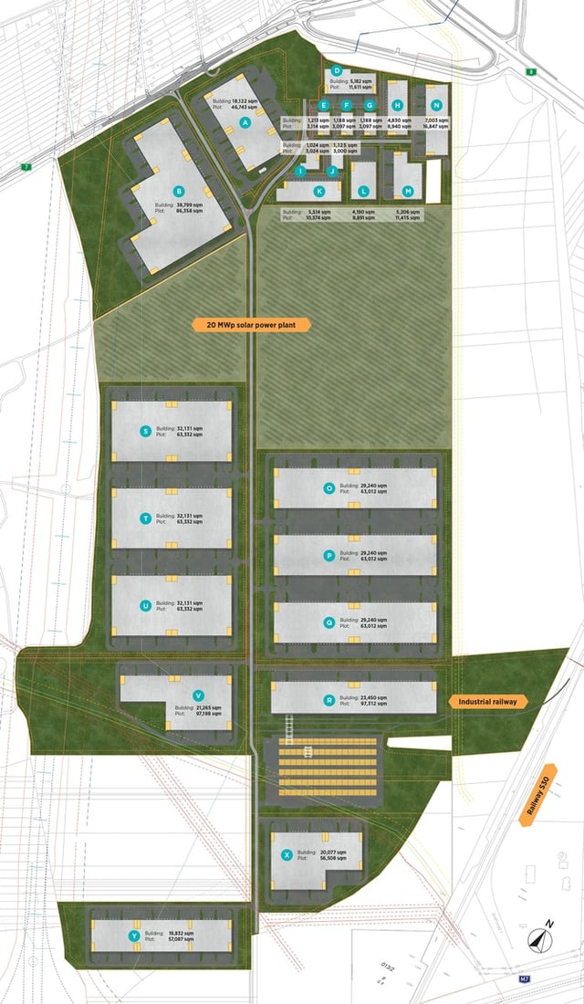 Warehouses LogStar Park Fehérvár, Székesfehérvár - warehouses for rent. Site plan.