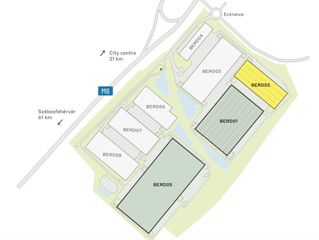 Raktárak CTPark Budapest Érd, Budapest - raktárak bérbeadásra. Helyszínrajz.